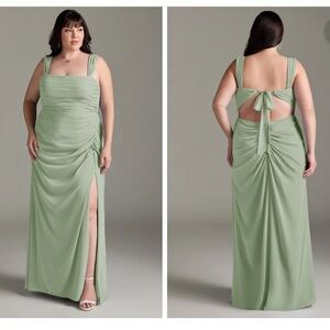 Azazie Jesaphine Dusty Sage Ruched Chiffon Gown
